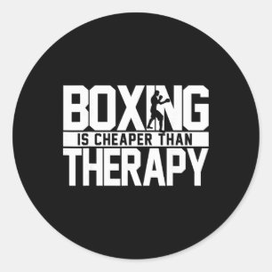Sticker Rond La boxe est moins chère que la thérapie Citation d