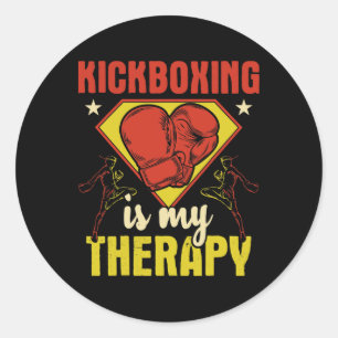 Sticker Rond La boxe thaïlandaise est ma thérapie - Arts martia