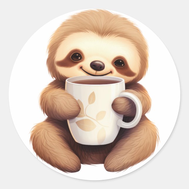 Sticker Rond La brasse matinale de Sloth (Devant)