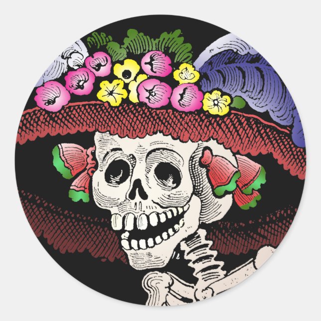 Sticker Rond La Calavera Catrina [autocollants] (Devant)