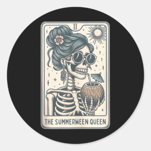 Sticker Rond La carte Summerween Queen Tarot, Halloween en cuis