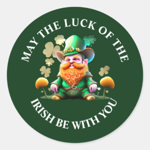 Sticker Rond La chance de l'irlandais mignon leprechaun gnome o