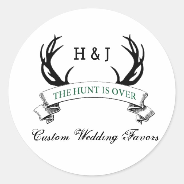 Sticker Rond "La chasse est finie" Mariage rustique personnalis (Devant)