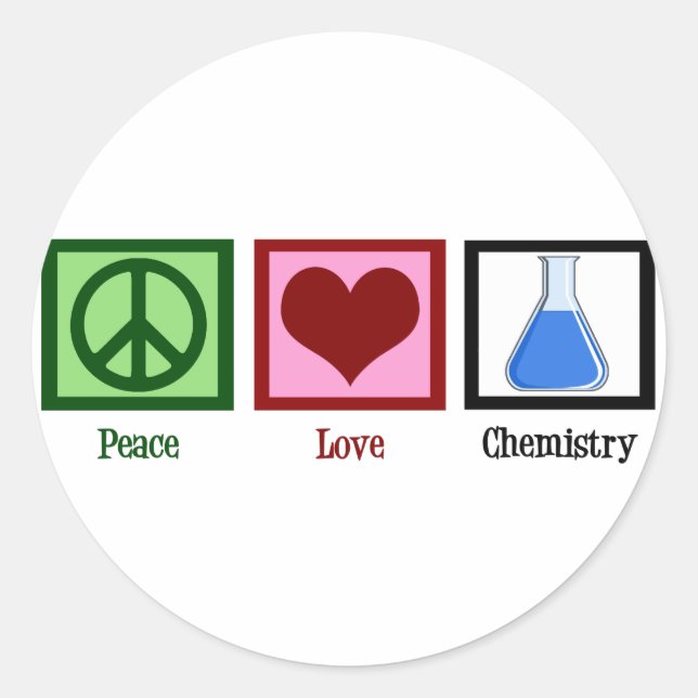Sticker Rond La chimie de l'amour pour la paix (Devant)