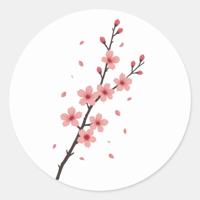 Sticker Rond La chute des fleurs de Sakura (Devant)