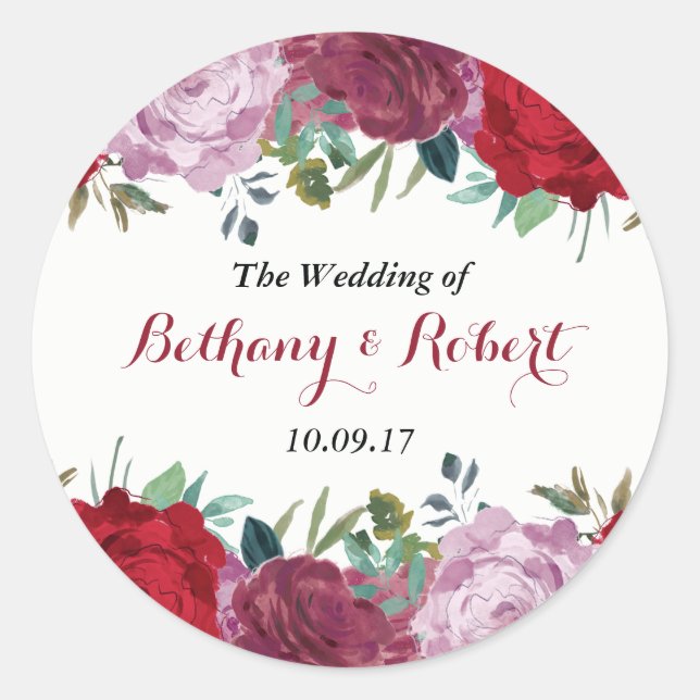Sticker Rond La collection de Mariages floraux romantiques (Devant)