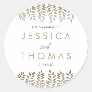 Sticker Rond La collection de Mariages Monochrome Fern Woodland