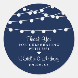 Sticker Rond La Collection Mariage Bleu Marine Lights