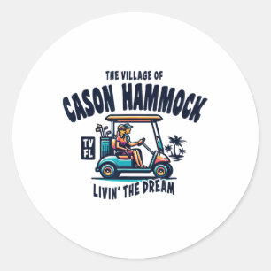 Sticker Rond La conception de chariot de golf du village de Cas