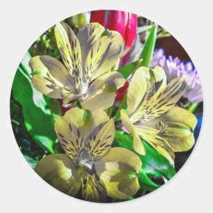 Sticker Rond La couleur de bruit fleurit l'autocollant
