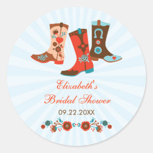 Sticker Rond La cow-girl initialise l'autocollant de faveur