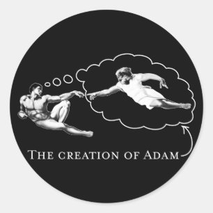 Sticker Rond La création d'Adam (un dieu)