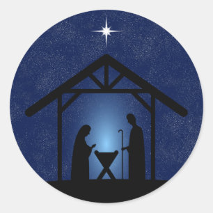 Sticker Rond La crèche de Noël Scène religieuse