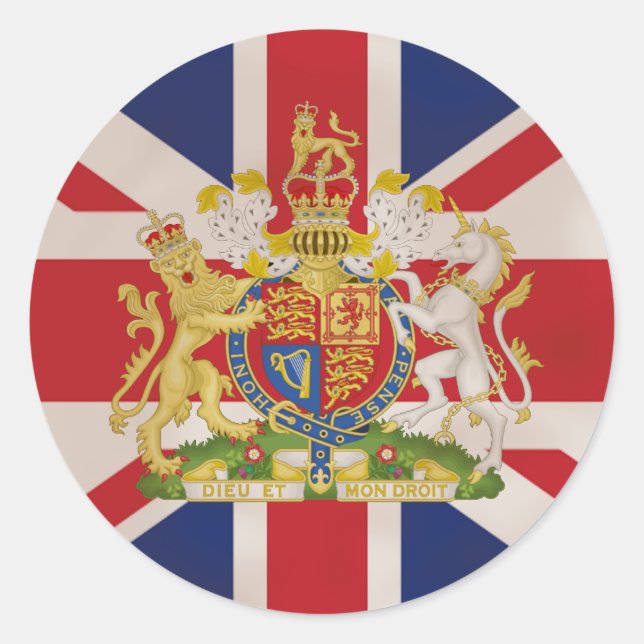 Sticker Rond La crête royale sur le drapeau Union Jack (Devant)
