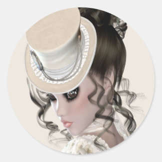 Sticker Rond La Dame Dans La Dentelle