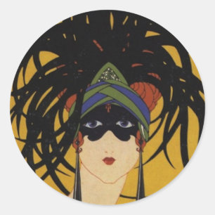 Sticker Rond La dame festive Art Déco
