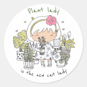 Sticker Rond La Dame plante Est La Nouvelle Dame Chat / Citatio