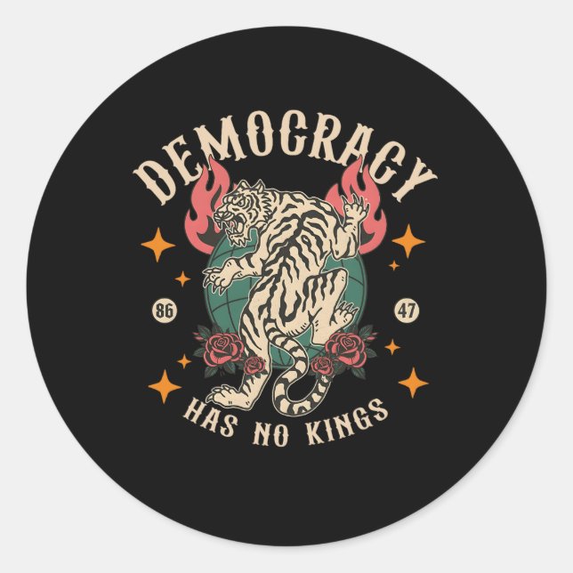 Sticker Rond La démocratie n'a pas de rois 8647 Tiger (Devant)