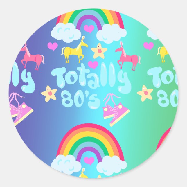 Sticker Rond La devise arc-en-ciel des années 80 (Devant)