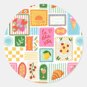Sticker Rond La Dolce Vita Italien Personnalisé Coloré