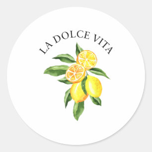 Sticker Rond La Dolce Vita Lemon Italien Été Limoncello Amal