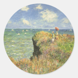 Sticker Rond La falaise à Pourville de Claude Monet