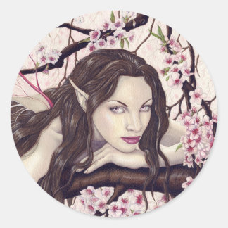 Sticker Rond La fée de l'autocollant à fleurs du printemps