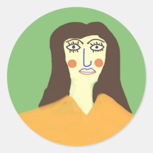 Sticker Rond la femme art abstrait
