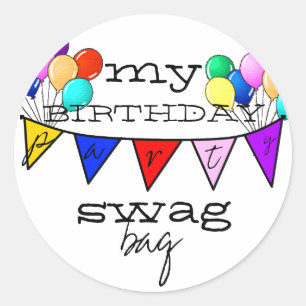 Sticker Rond La fête d'anniversaire monte en ballon la faveur