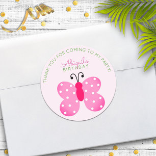 Sticker Rond La Fête des papillons roses privilégie les autocol