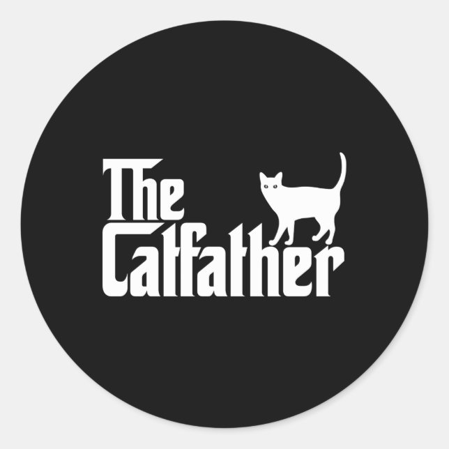 Sticker Rond La Fête des pères papa chat Catfather (Devant)