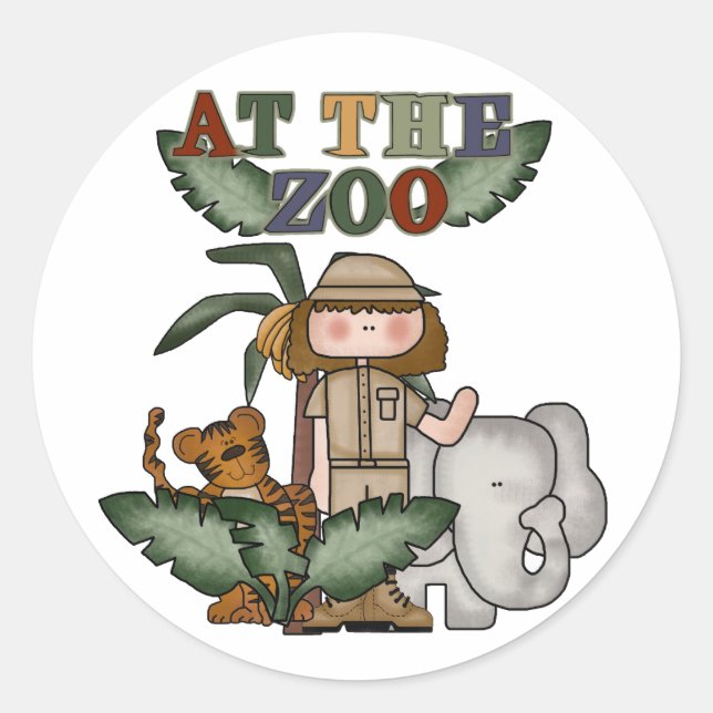 Sticker Rond La fille au zoo (Devant)
