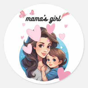 Sticker Rond la fille de maman