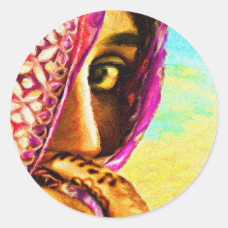 Sticker Rond La fille timide