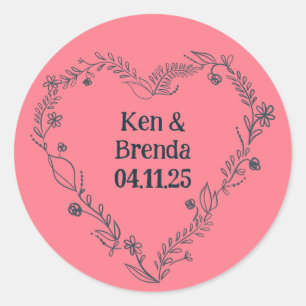 Sticker Rond La flore en forme de coeur de la nature