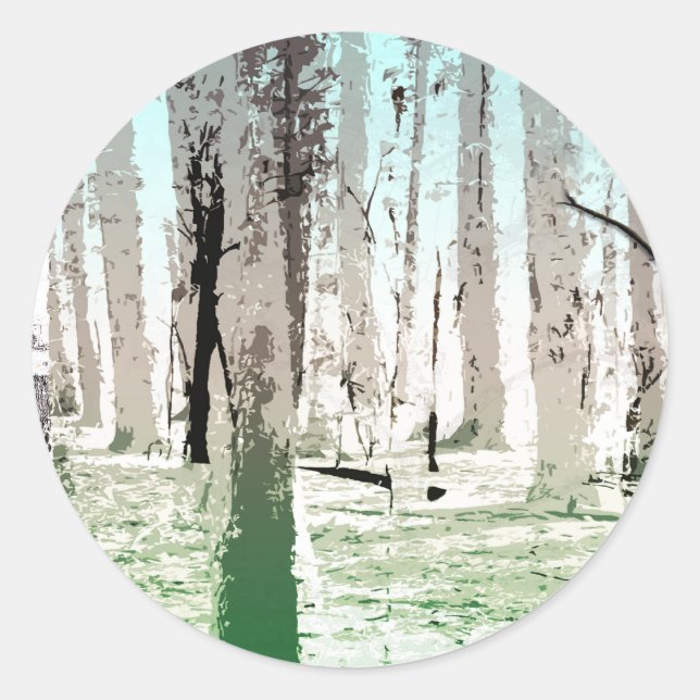 Sticker Rond La forêt de Birch (Devant)