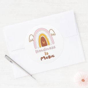 Sticker Rond La gentillesse est magique motivation boho rose ar