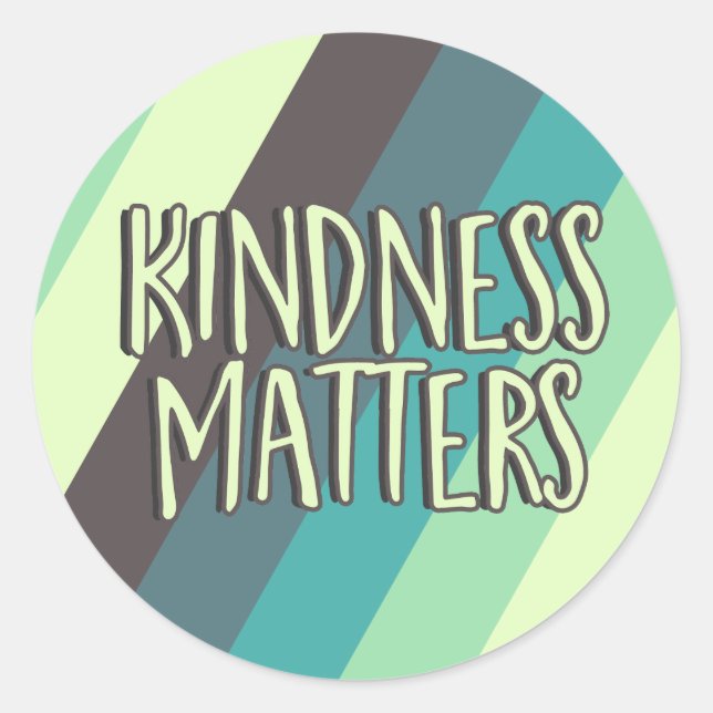 Sticker Rond La Gentillesse, Simple Stripes Modernes Vert Bleu (Devant)