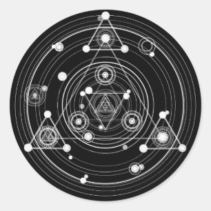 Sticker Rond La géométrie sacrée de style occulte foncé