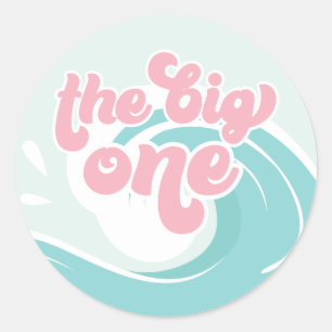 Sticker Rond La Grande Vague Rose de la Fête d'Anniversaire