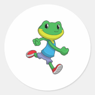 Sticker Rond La grenouille comme coureur à la course