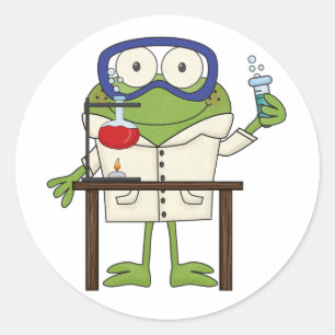 Sticker Rond La grenouille dans le laboratoire scientifique