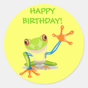 Sticker Rond La grenouille drôle mignonne de bande dessinée