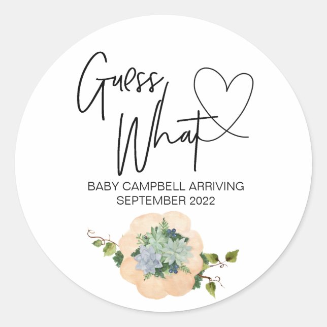 Sticker Rond La Grossesse Dire Devine Quel Bébé Thanksgiving (Devant)