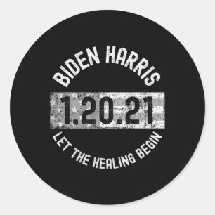 Sticker Rond La guérison commence Biden Harris Inauguration 202