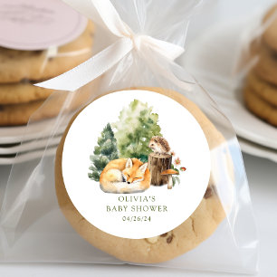 Sticker Rond La joie de la nature Renard Baby Shower