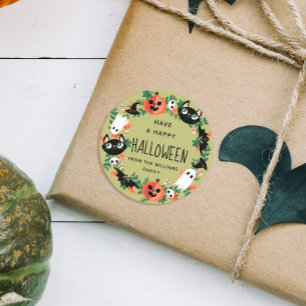 Sticker Rond La jolie couronne verte Éffrayante d'Halloween