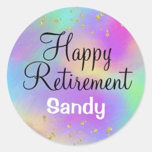 Sticker Rond La joyeuse retraite colorée de la Parties scintill