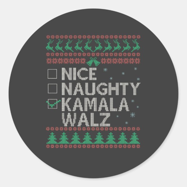 Sticker Rond La Kamala Harris Ugly Christmas Sweat Election (Devant)