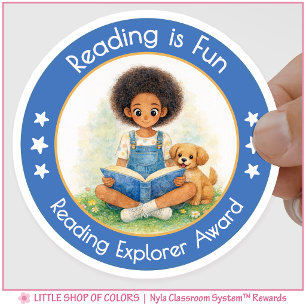 Sticker Rond La lecture est amusante - Prix Reading Explorer